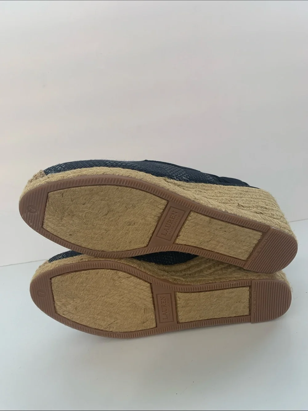 Lauren Ralph Lauren Black Woven Espadrille Slingback Wedges Size 7B